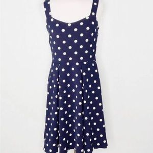 NWT!!! Kaileigh Navy and White Polka Dot Sleeveless Dress, Size M